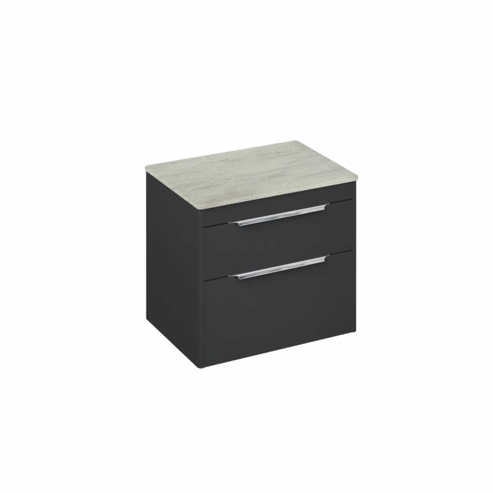 Shoreditch 65cm double drawer Matt Grey with Concrete Haze Worktop